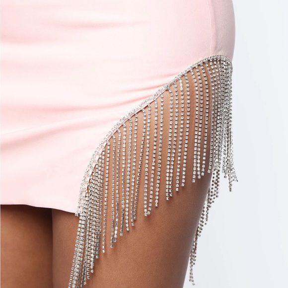 Fashion Nova Light Pink Rhinestone Trim Dress - Picture 4 of 6